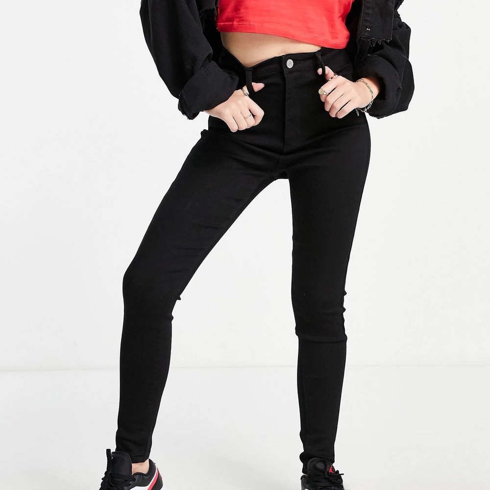 Missguided Black Petite High Waisted Super Stretch Skinny Jeans Jeggings